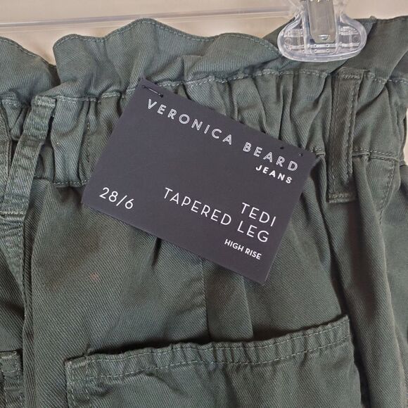 Veronica Beard Army Green High Rise Tedi Tapered Leg Pants Size 28/6 - Picture 10 of 14